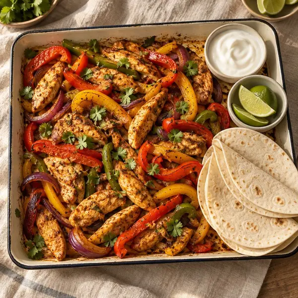 Chicken fajita traybake