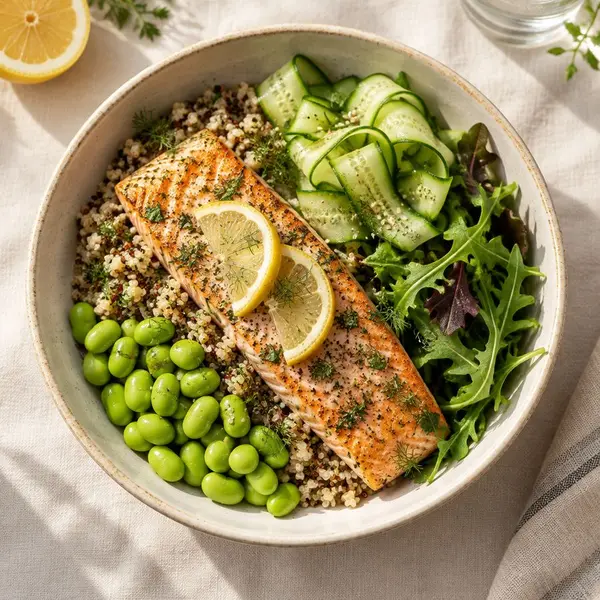 Salmon quinoa bowl